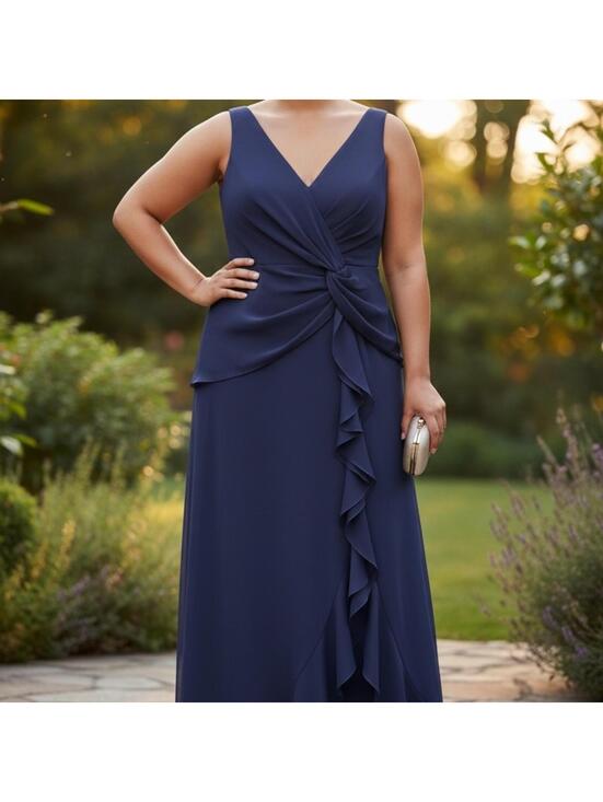 Lsisi Dresses & Skirts - LSISI Navy Blue Ruffle Hem Formal Maxi Dress XL NWT
